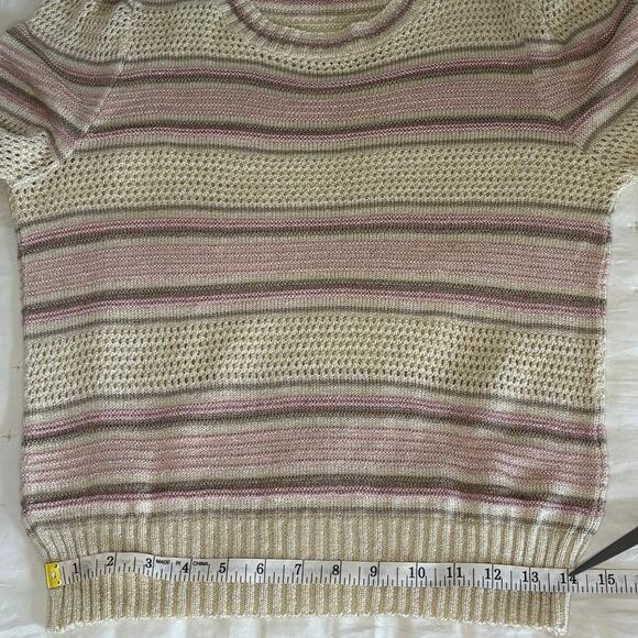 VTG 80s Pointelle Puff Shoulder Sweater Women's M | Cream | Retro Twee Y2K - Picture 8 of 12